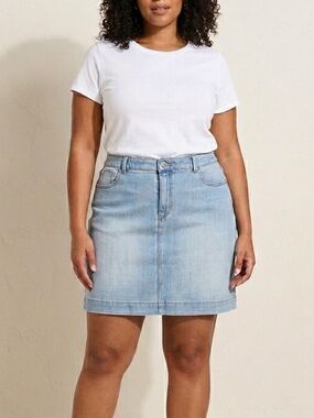 Talbots Stretch Denim Skirt Light Wash Above Knee Length Light Wash Size 14